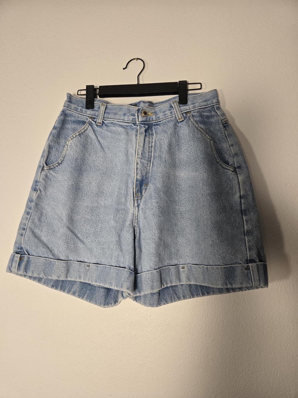 Cuffed Light Blue Denim Jean Shorts
